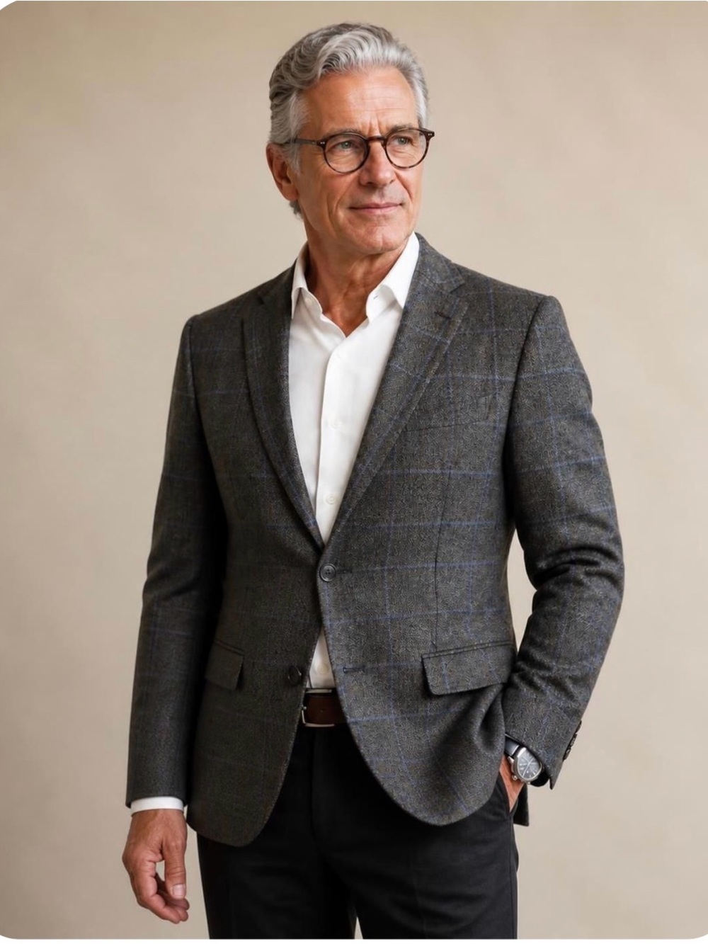 Men's Gray Windowpane Sport Coat Blazer